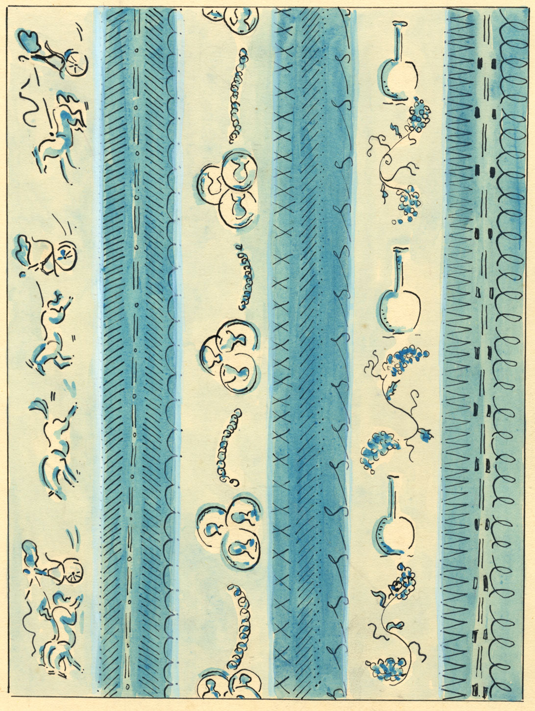 Jean Mary Ogilvie, Art Deco Neoclassical Pattern Design – 1930s gouache painting