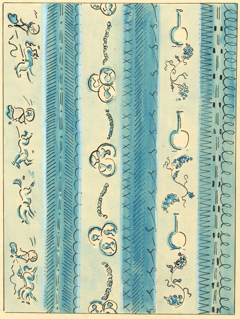 Jean Mary Ogilvie, Art Deco Neoclassical Pattern Design – 1930s gouache painting