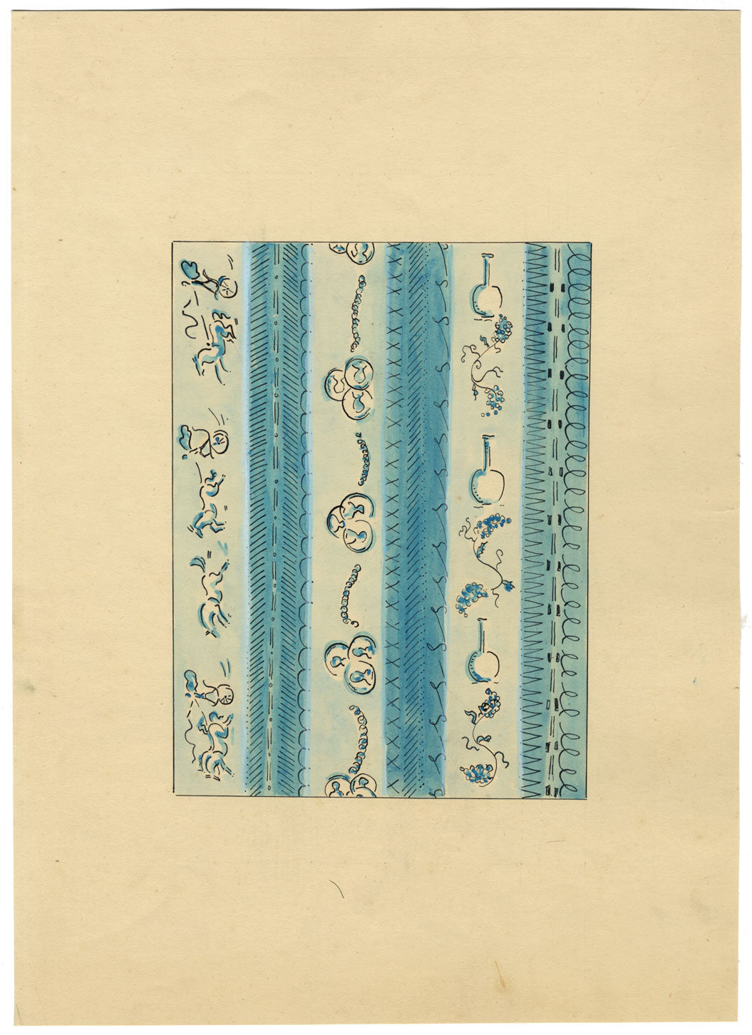 Jean Mary Ogilvie, Art Deco Neoclassical Pattern Design – 1930s gouache painting