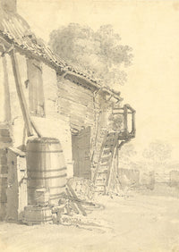 John Monro, Farmyard Study – Original c.1830s grey wash drawing