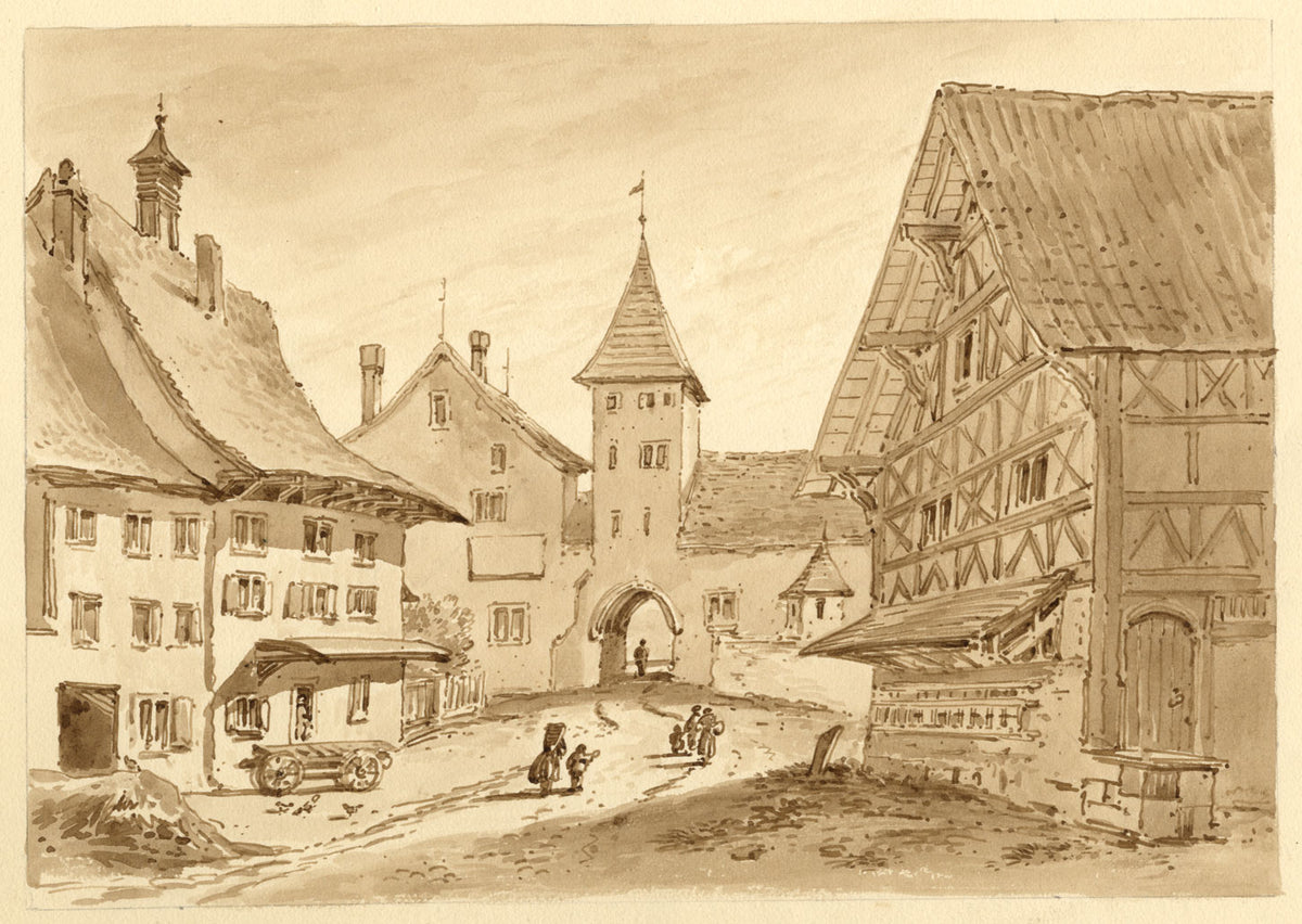 Alexander Monro, Bülach, Switzerland – c.1830s brown ink & wash drawing