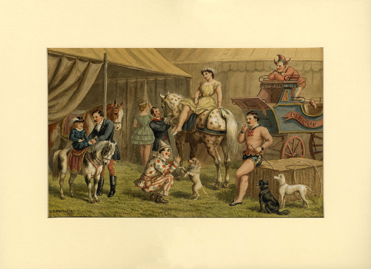 Edward Benjamin Herberte, Victorian Circus 'Backstage' – 1885 watercolour