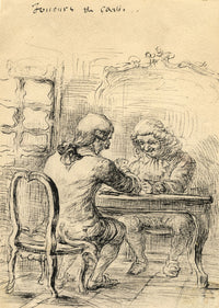 G. Cervelli, The Card Players (Joueurs de cartes) – 1910s pen & ink drawing