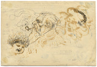 G. Cervelli, Toréador en Garde Satirical French Cartoon –1910s pen & ink drawing