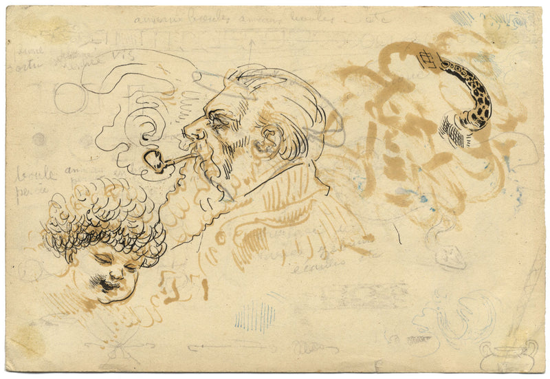 G. Cervelli, Toréador en Garde Satirical French Cartoon –1910s pen & ink drawing