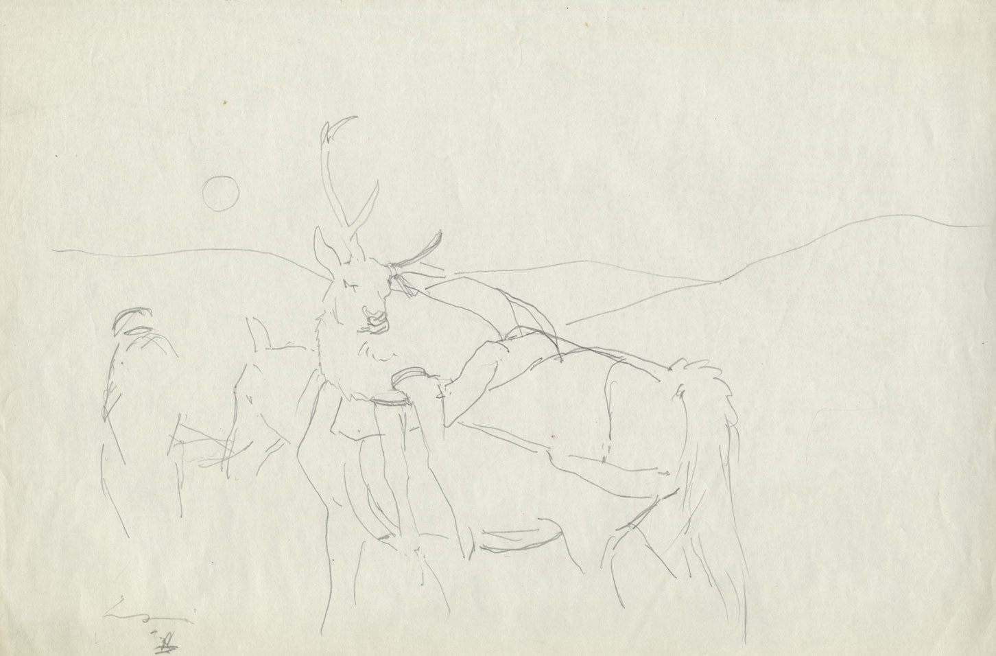 John Murray Thomson RSA, Cavallo che trasporta un cervo morto – 2 disegni della metà del XX secolo