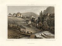 Jean Jacottet, Pont de Montreux, Lake Geneva, Switzerland – c.1830 lithograph