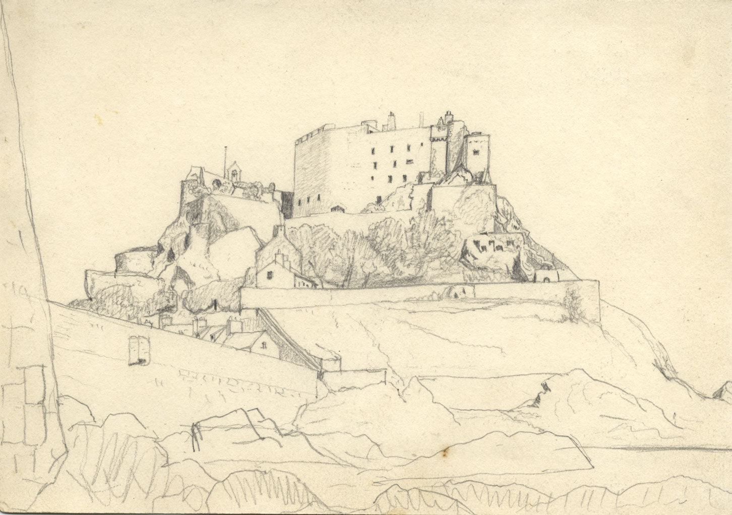 George Corson, Mont Orgueil Castle, Jersey – Original 1863 graphite drawing