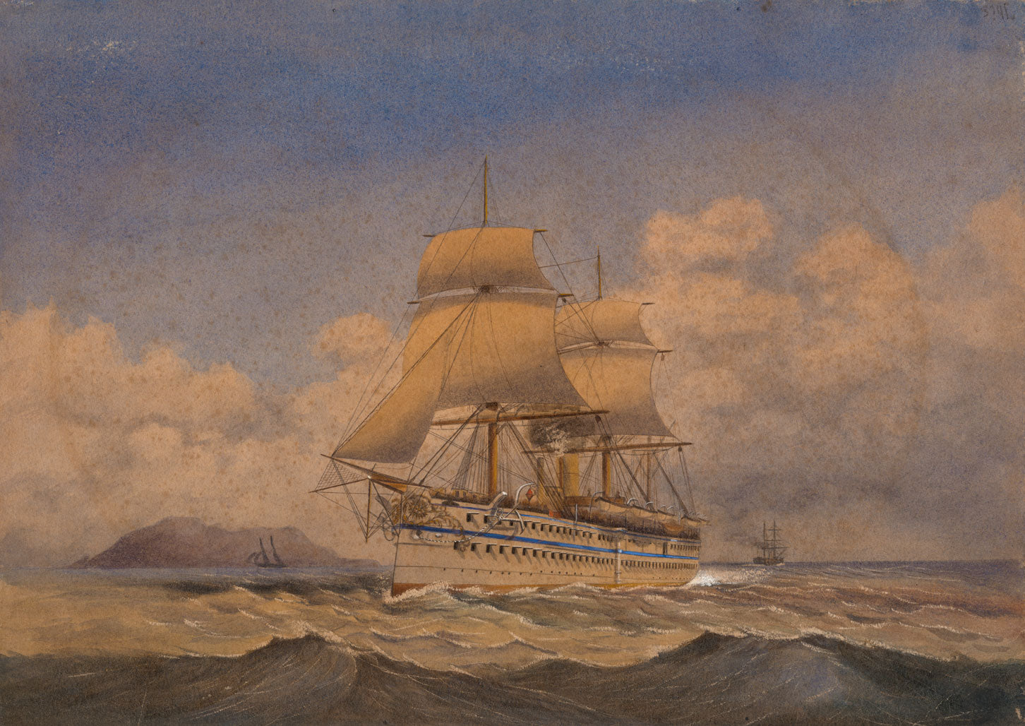 Attrib. William Frederick Mitchell, Troopship HMS Euphrates – C19th watercolour
