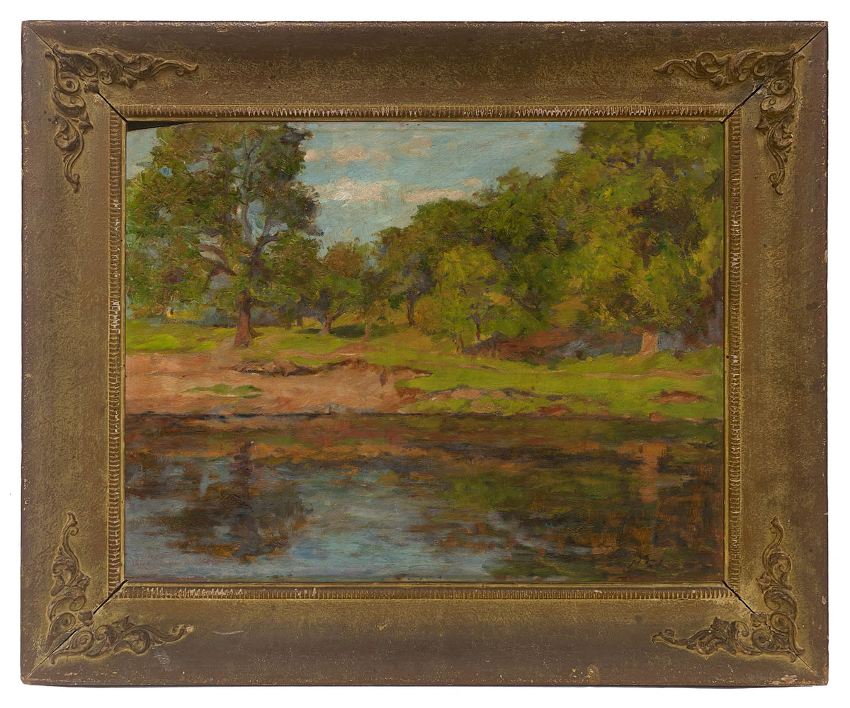 Henry Somers Kortright, The Wharfe – Original early 20th-century oil painting
