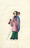 Antique 19th-century Chinese Pith Painting – Qing Dynasty Blind Musician