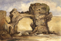 Rock Formations at Biarritz, France – mid-19th-century watercolour painting