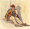 Blind Man of Pont St Louis, Mentone, France – 19th-century watercolour painting