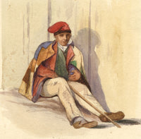 Blind Man of Pont St Louis, Mentone, France – 19th-century watercolour painting