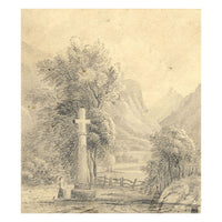 Stone Cross with Figure, Switzerland – early 19th-century graphite drawing
