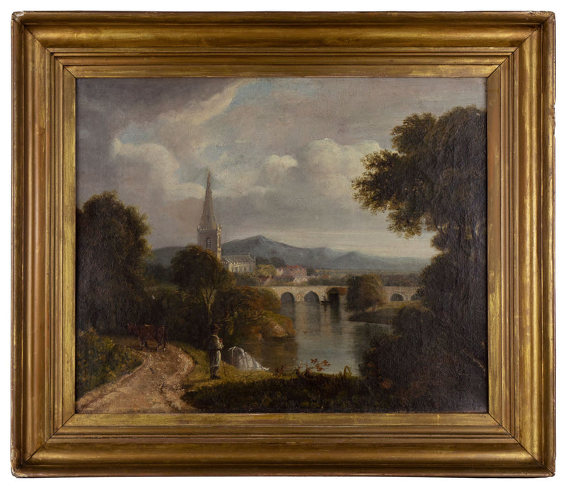 Attrib. William Collins, Wilton Bridge, Ross-on-Wye – early C19th oil painting