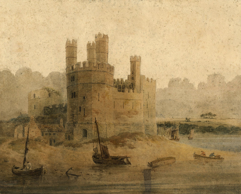 Attrib François Louis Thomas Francia, Caernarfon Castle –early C19th watercolour