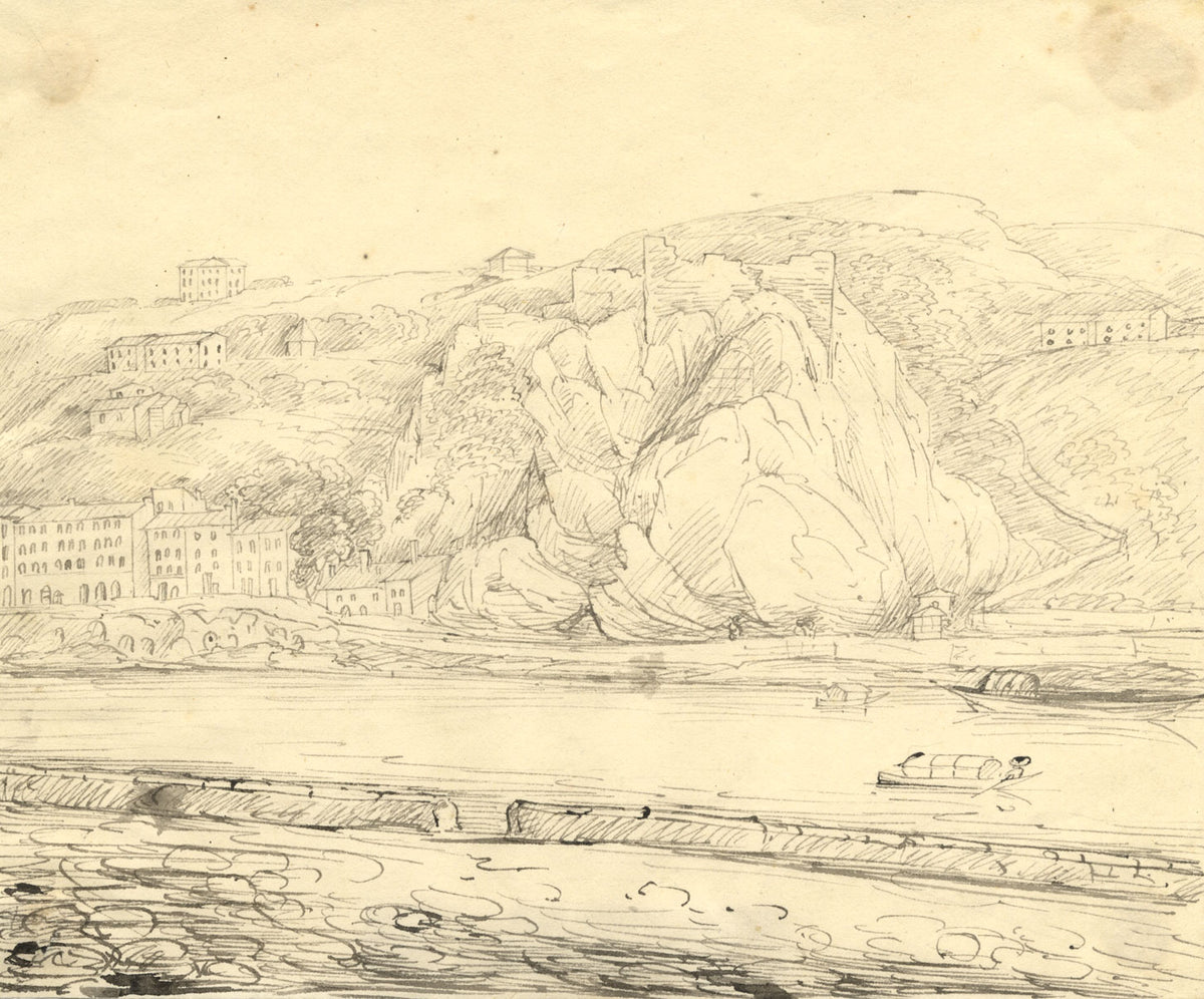 Castle of Pierre en Cise, River Saône, Lyon – early 19th-century ink drawing