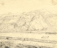 Castle of Pierre en Cise, River Saône, Lyon – early 19th-century ink drawing