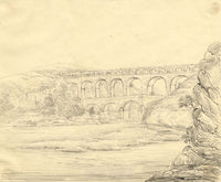Pont du Gard, France – Original early 19th-century pen & ink drawing