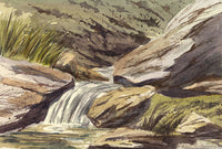 Stream at Cannes, French Riviera – Original 1875 watercolour painting