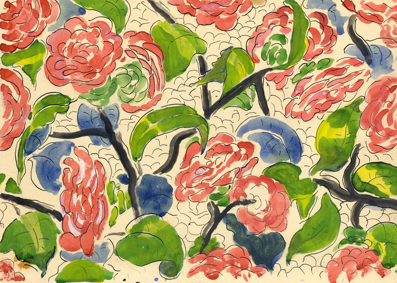 Jean Mary Ogilvie, Vintage Floral Pattern Design – 1930s gouache painting