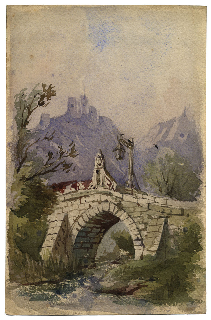 John Burgess AOWS, Ponte di pietra continentale – acquerello della metà del XIX secolo