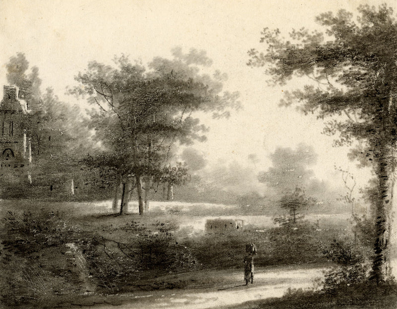 La Comtesse de Permon Comnène, French Landscape – early C19th charcoal drawing