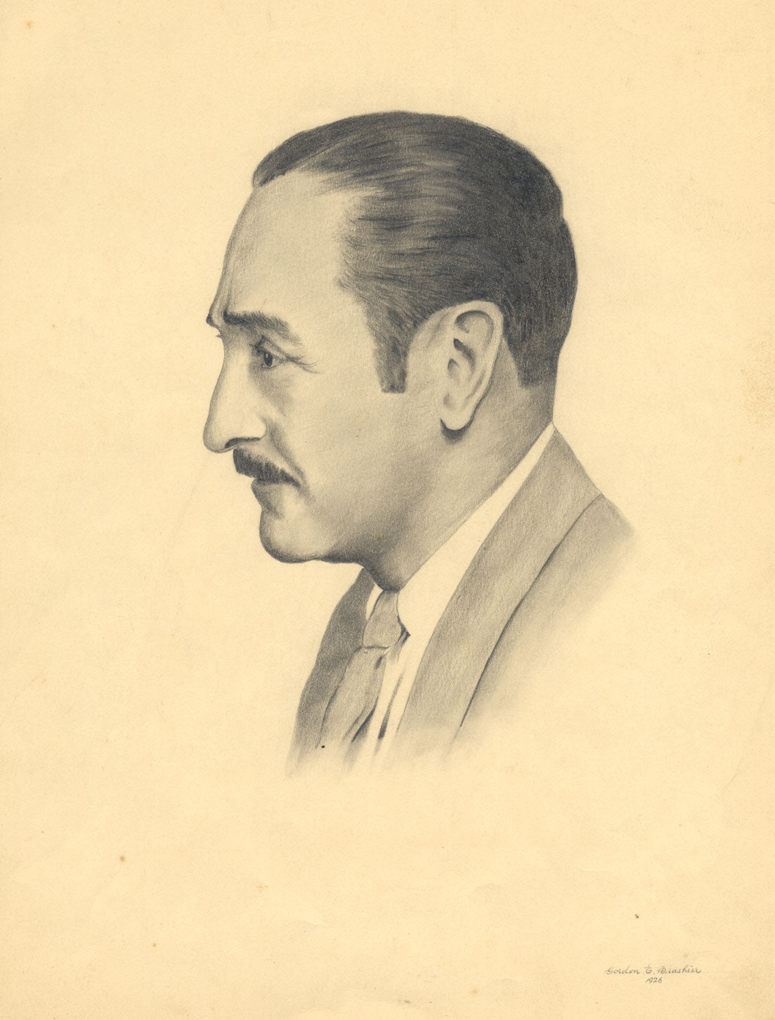 Gordon E. Brashier, Portrait of Actor Adolphe Menjou – 1926 graphite drawing