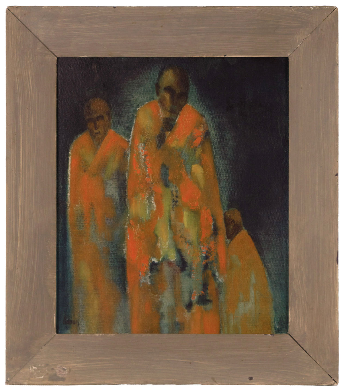 Attrib. Tate Adams, Mystical Monks in Saffron Robes – c.1943 oil painting