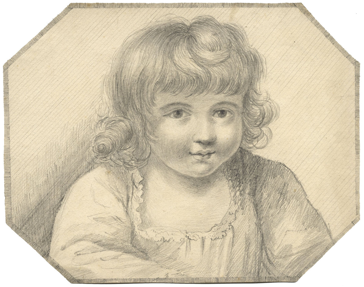 F. Goodall, Portrait of a Young Child – Original 1821 graphite drawing