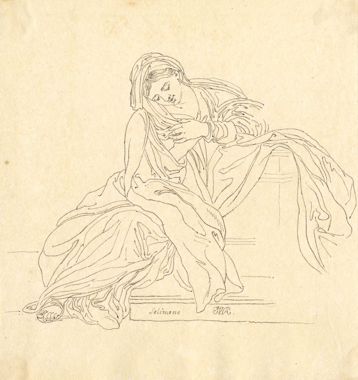 John White Abbott, Madonna after Francesco Solimena – c.1805 pen & ink drawing