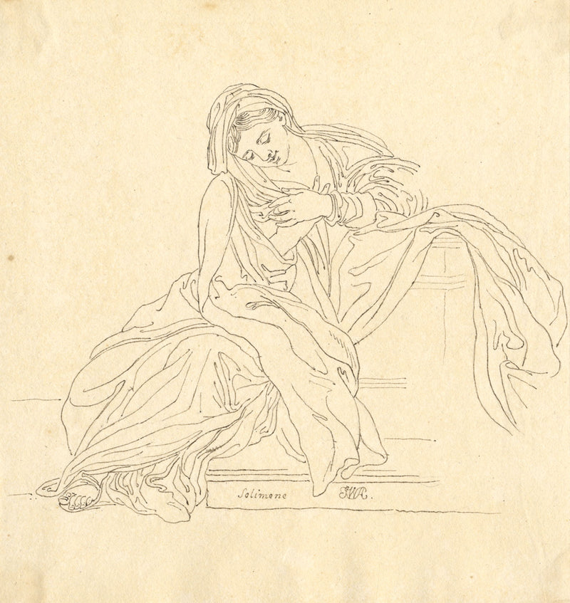 John White Abbott, Madonna after Francesco Solimena – c.1805 pen & ink drawing