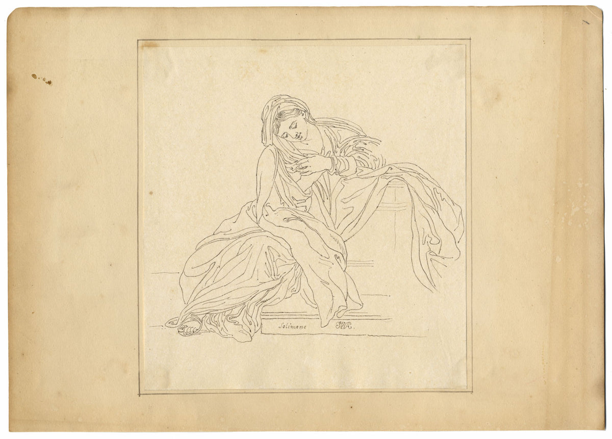 John White Abbott, Madonna after Francesco Solimena – c.1805 pen & ink drawing