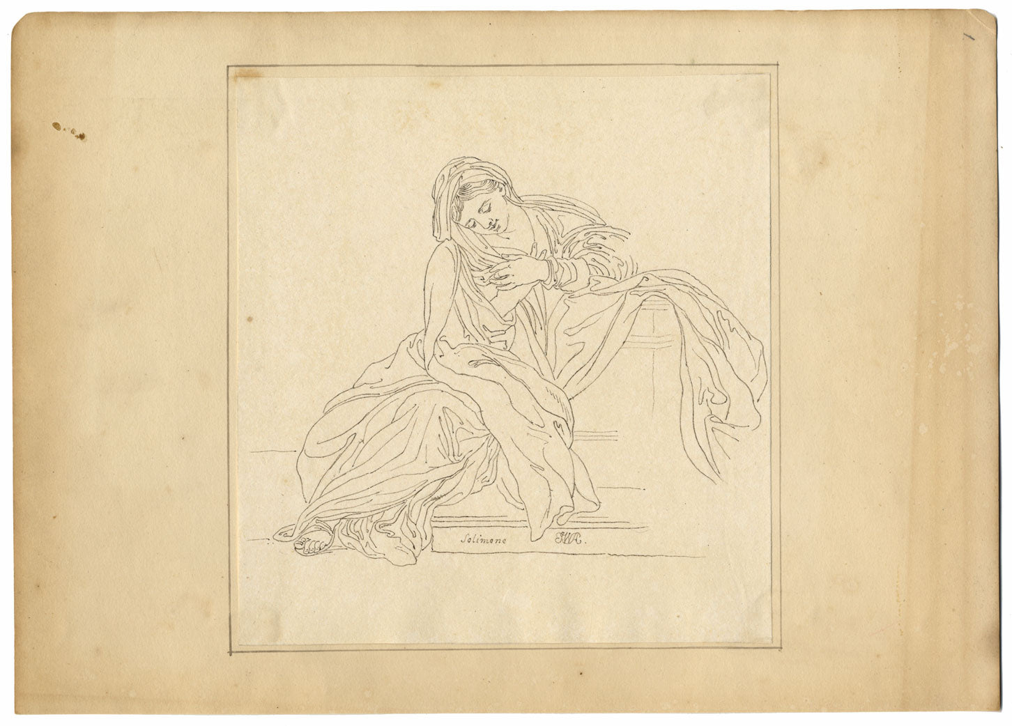 John White Abbott, Madonna after Francesco Solimena – c.1805 pen & ink drawing