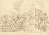 John White Abbott, Moses Striking the Rock after Poussin – c.1805 ink drawing