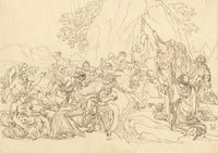 John White Abbott, Moses Striking the Rock after Poussin – c.1805 ink drawing