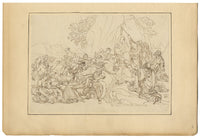 John White Abbott, Moses Striking the Rock after Poussin – c.1805 ink drawing