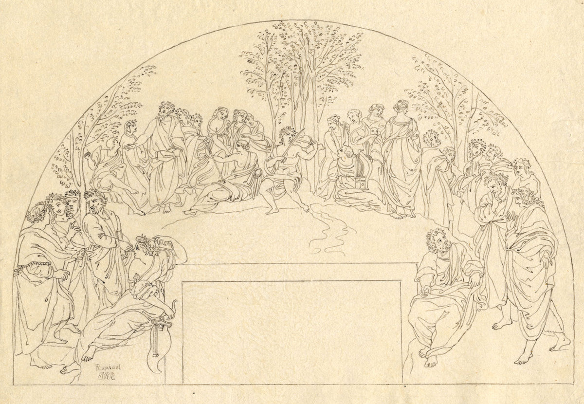 John White Abbott, The Parnassus after Raphael Fresco, Vatican – c.1805 drawing