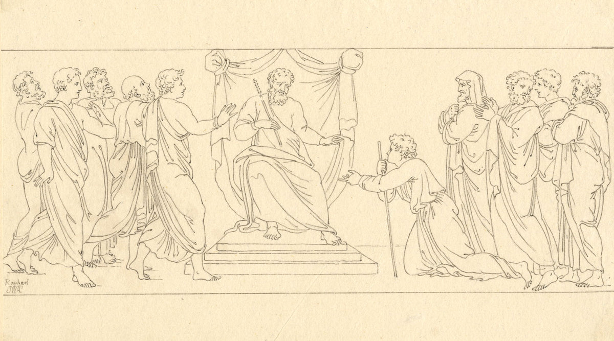 John White Abbott, Joseph Kneeling, after Raphael, Vatican – c.1805 ink drawing