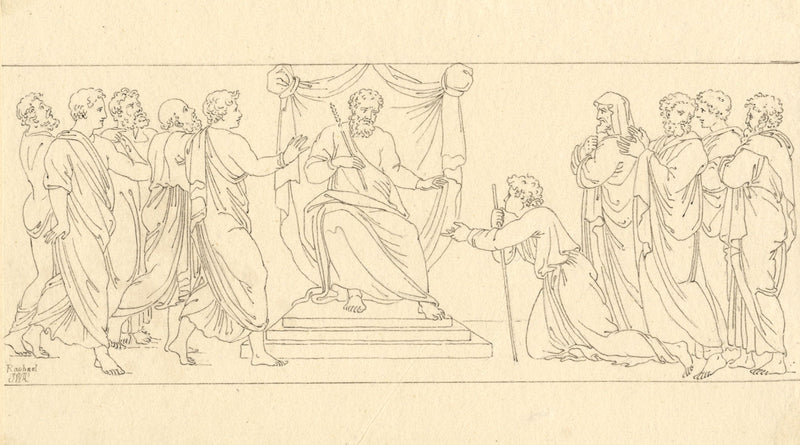 John White Abbott, Joseph Kneeling, after Raphael, Vatican – c.1805 ink drawing