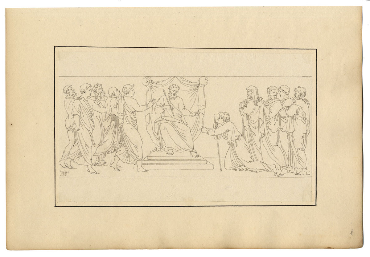 John White Abbott, Joseph Kneeling, after Raphael, Vatican – c.1805 ink drawing