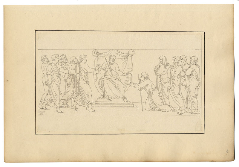John White Abbott, Joseph Kneeling, after Raphael, Vatican – c.1805 ink drawing
