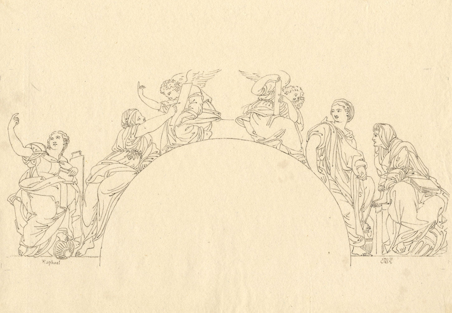 John White Abbott, Sibyls after Raphael, Santa Maria della Pace – c.1805 drawing