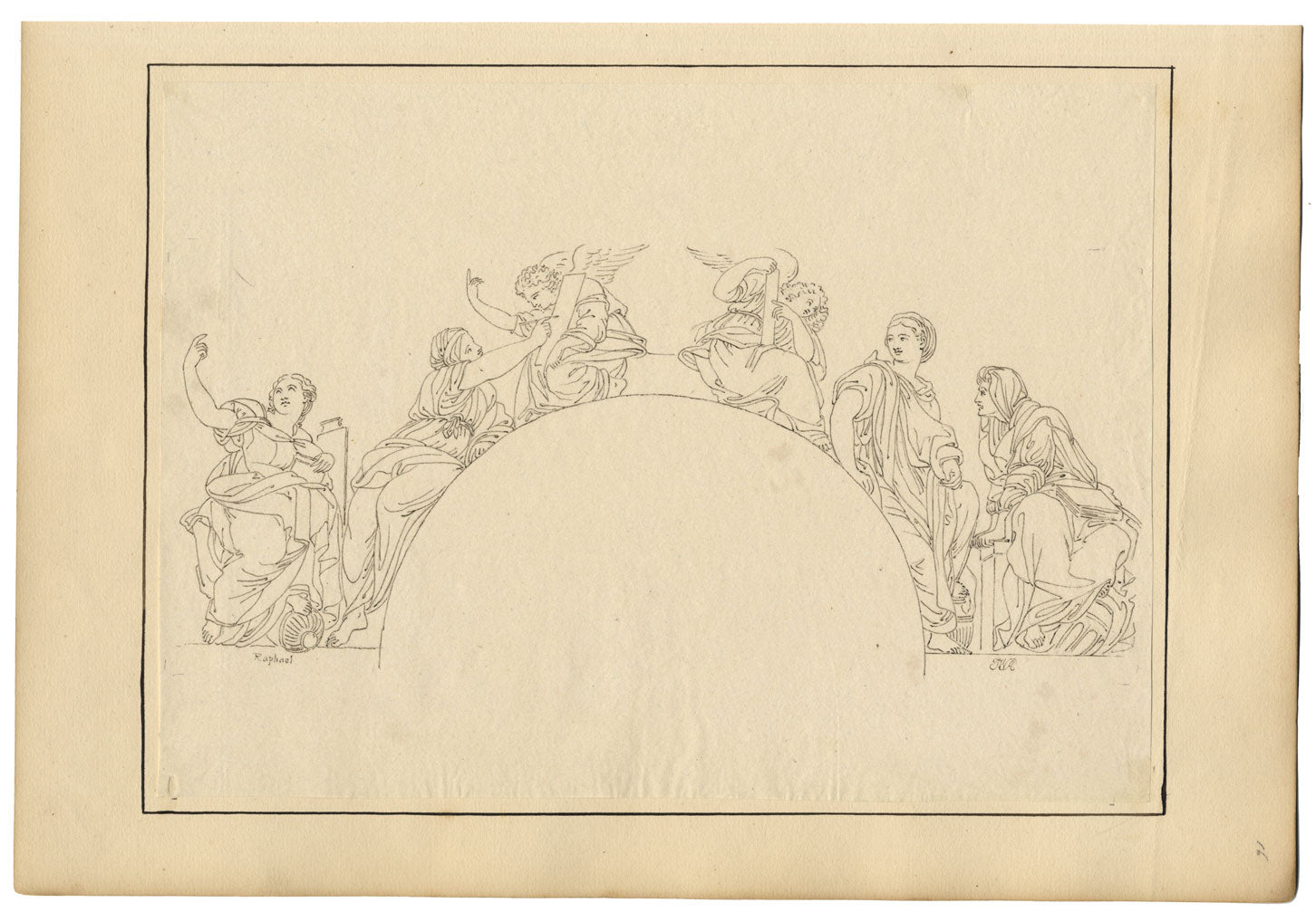 John White Abbott, Sibyls after Raphael, Santa Maria della Pace – c.1805 drawing