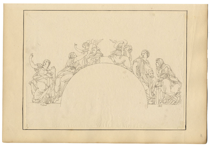 John White Abbott, Sibyls after Raphael, Santa Maria della Pace – c.1805 drawing
