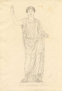 John White Abbott, Demeter Sculpture – Original c.1805 pen & ink drawing