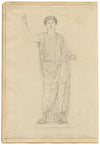 John White Abbott, Demeter Sculpture – Original c.1805 pen & ink drawing