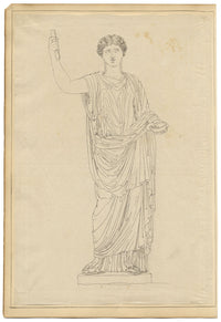 John White Abbott, Demeter Sculpture – Original c.1805 pen & ink drawing