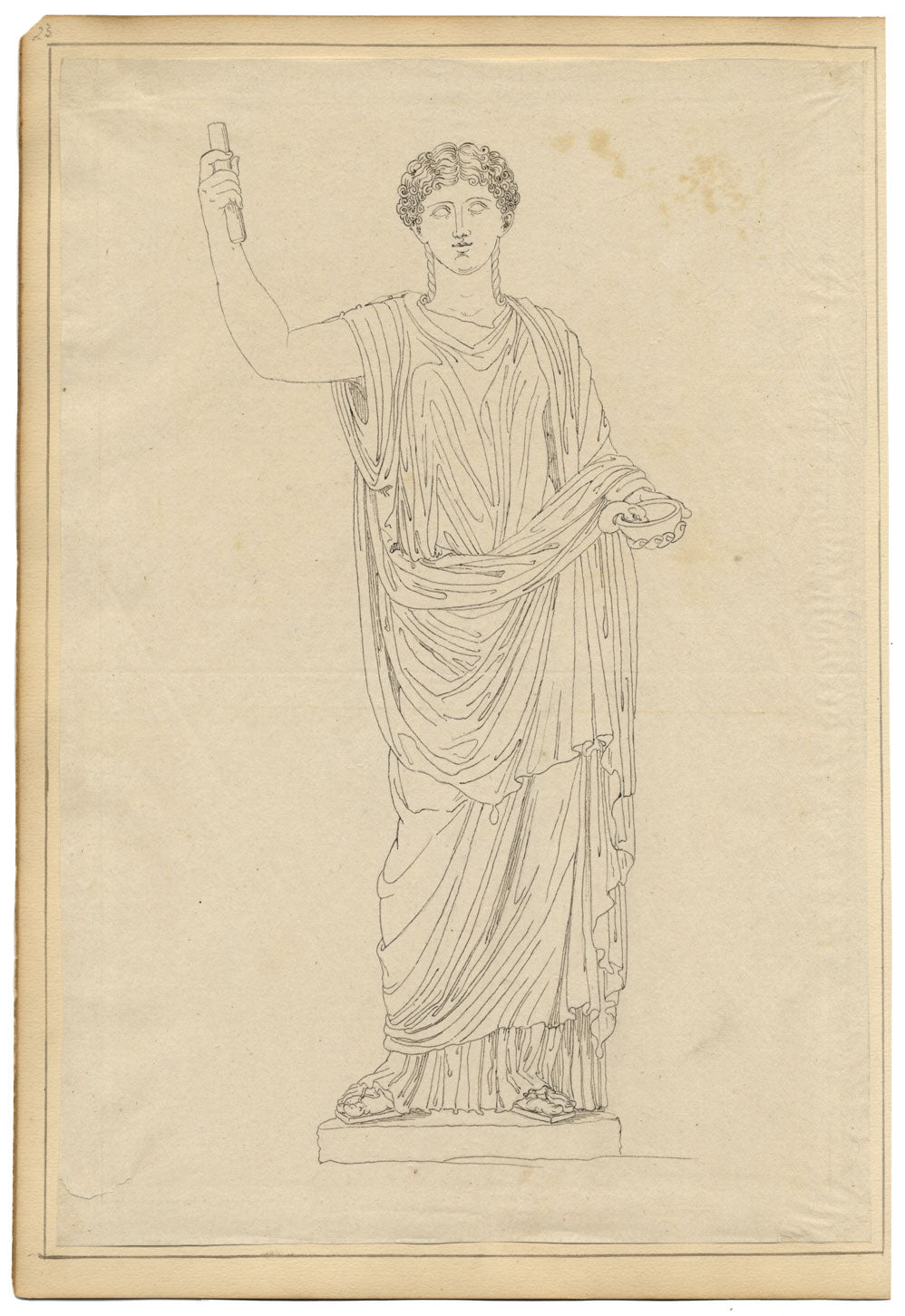 John White Abbott, Demeter Sculpture – Original c.1805 pen & ink drawing